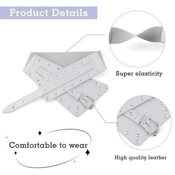 Stretch Belt Silver Wide Women Elastic Corset Belts Waist Jewelry Accessoriess🥰 - Picture 3 of 6